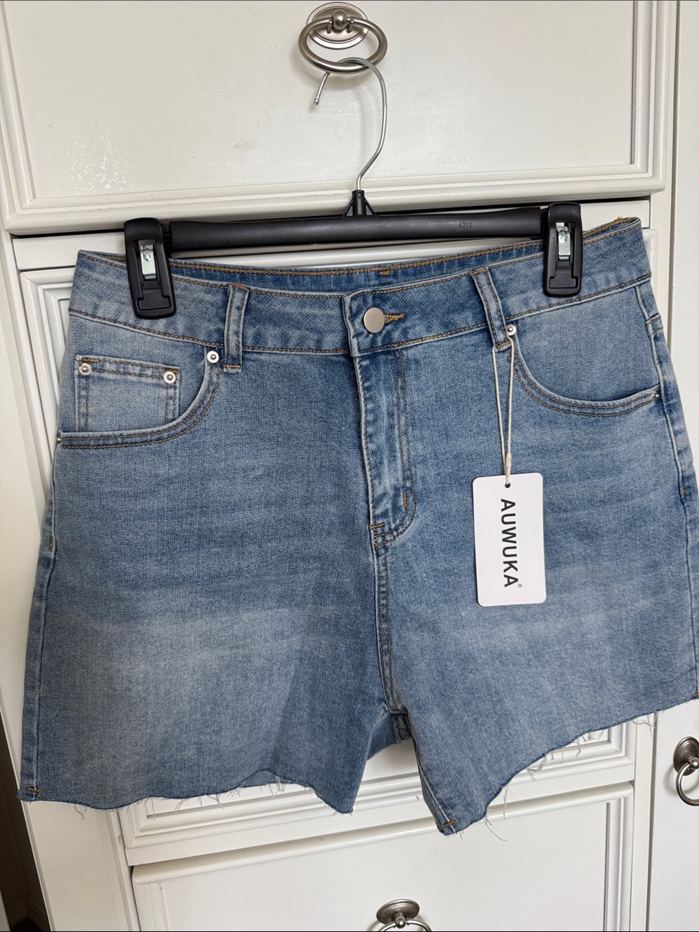 AUWUKA Light Wash Denim Shorts
